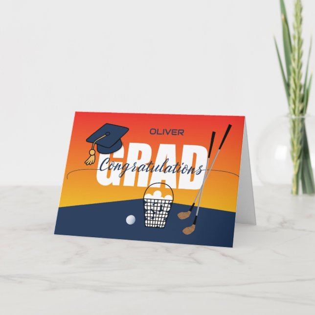 Cartão Parabéns de Golf de Graduação Formando Boné (Frente)