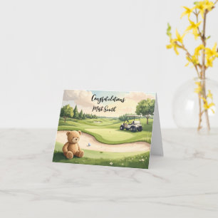 Cartão Parabéns de Golfe para Bebê Golfista É Menino