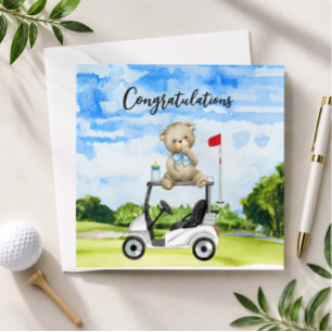 Cartão Parabéns de Golfe para Bebê Golfista É Menino Cart