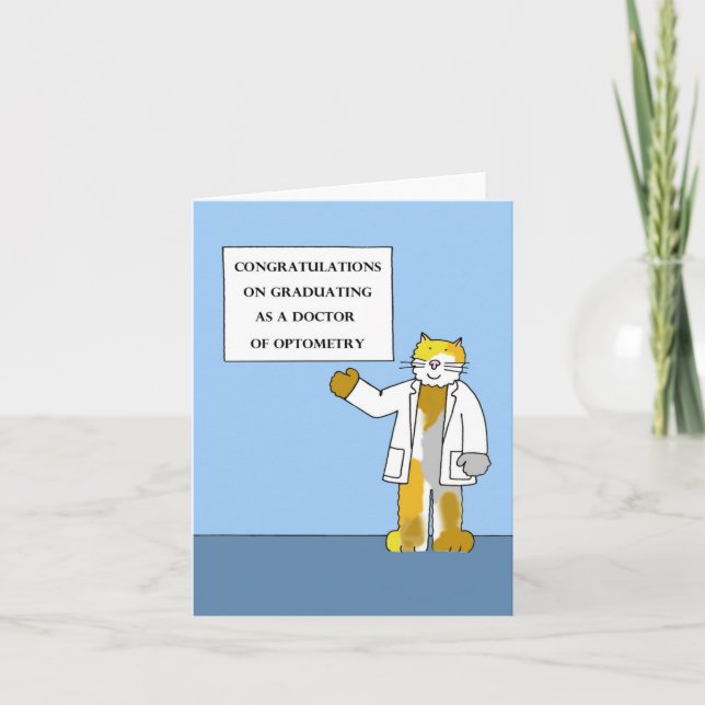 Cartão Parabéns de graduação como Dr. de Optometria (Frente)