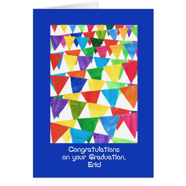 Cartão Parabéns de graduação de Bunting para Eric (Frente)