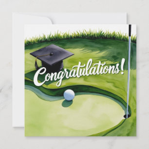 Cartão Parabéns de Graduação de Golfe no Par para golfe