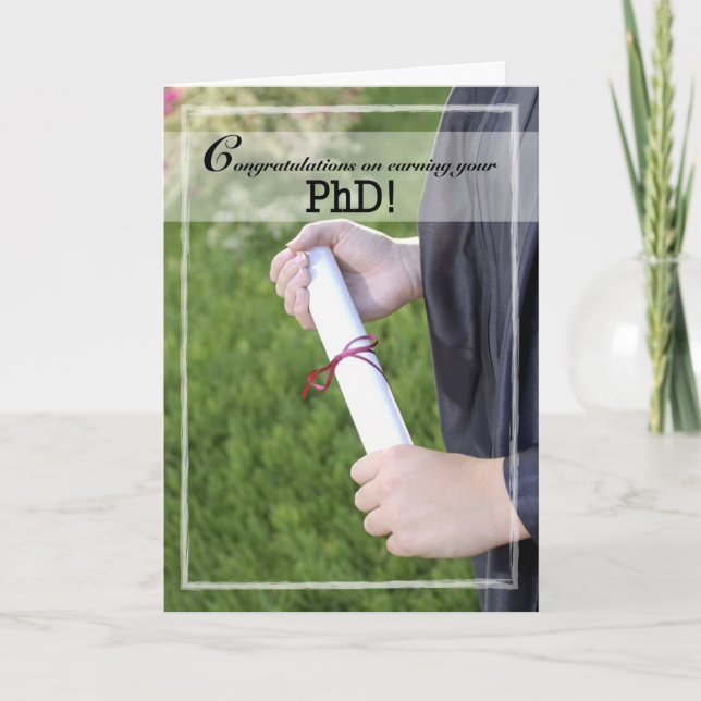 Cartão PARABÉNS de Graduação em Doutorado, Diploma (Frente)