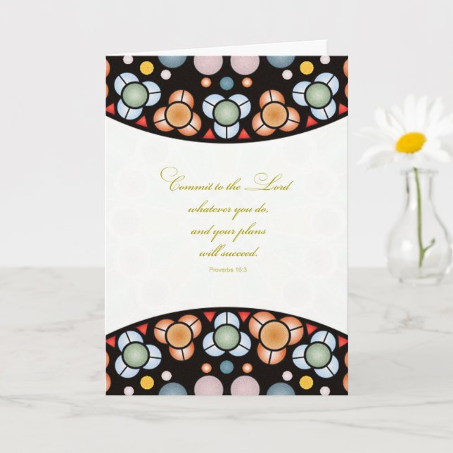 Cartão Parabéns de graduação religiosa provérbios 16:3 (Planta pequena)