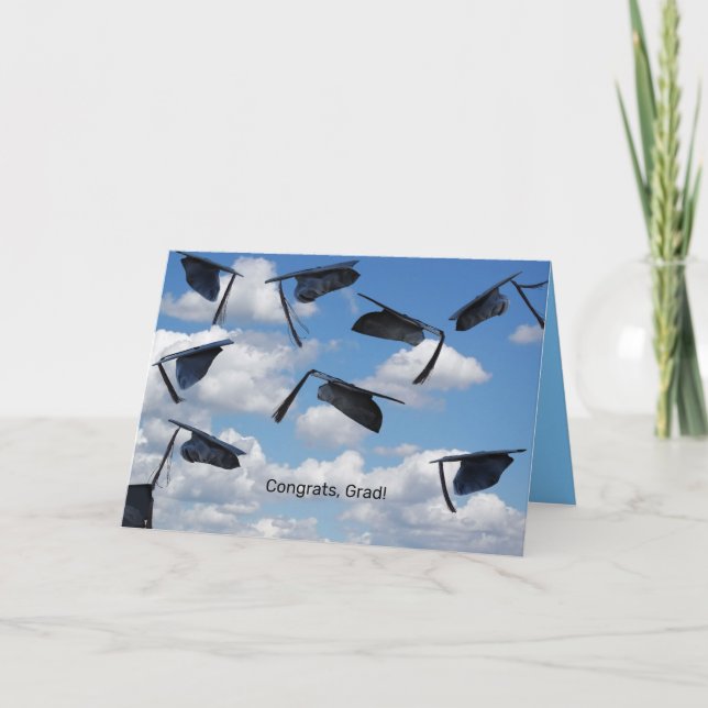 Cartão Parabéns de graduação voando no céu (Frente)