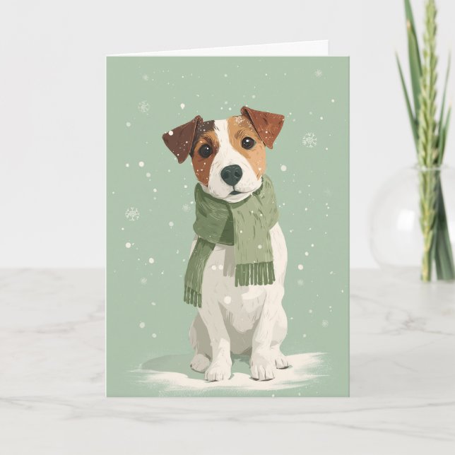 Cartão Parabéns de Natal Jack Russell (Frente)