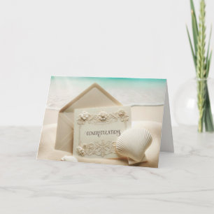 Cartão Parabéns De Papelaria De Casamento Na Areia De Pra