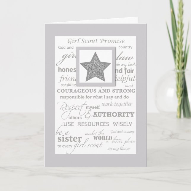 Cartão Parabéns de Prata de Escoteiro com Star (Frente)