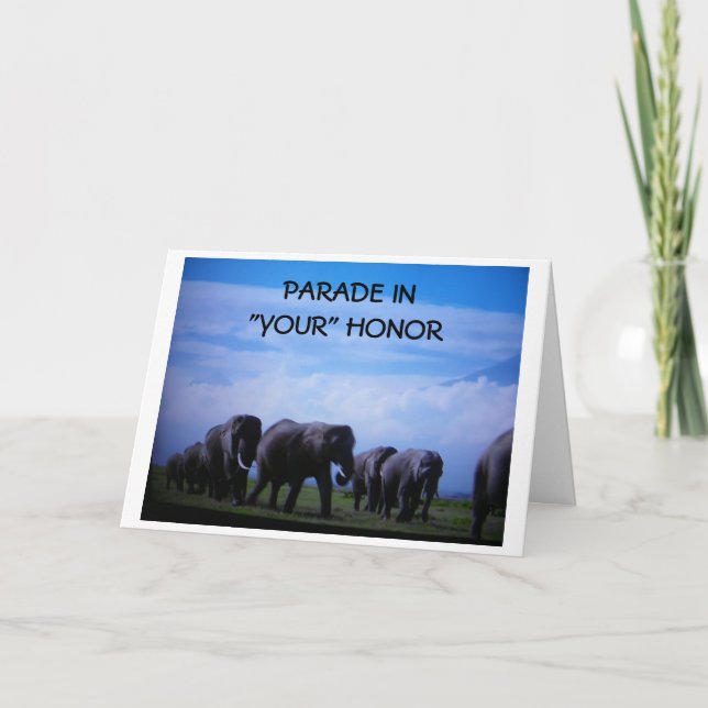 CARTÃO PARABÉNS DE REFORMA COM PARADA ELEFANTE (Frente)