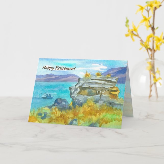 Cartão Parabéns De Reforma Felizes Dias De Pesca Lago (Flor Amarela)