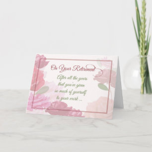 Cartão Parabéns de Rosa de aposentadoria Flores