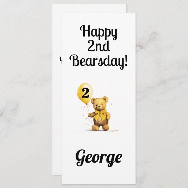 Cartão Parabéns de segundo aniversário Feliz Personalizad (Frente/Verso)