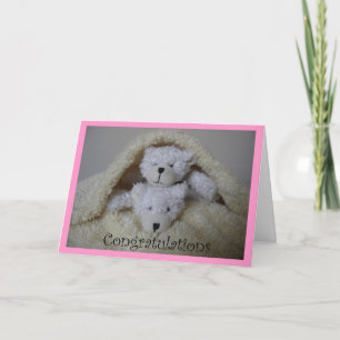 Cartão parabéns de ursos gêmeos empilhados