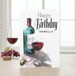 Cartão Parabéns de Vinho Tinto Personalizado Presente de 