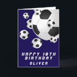 Cartão Parabéns do Blue Futebol Ball Kids Boy<br><div class="desc">Dark Blue Soccer Futebol Ball Kids Boy Happy Birthday Card. Personalize com seu nome e faça um legal cartão de aniversário para um jogador de futebol ou fã de futebol.</div>