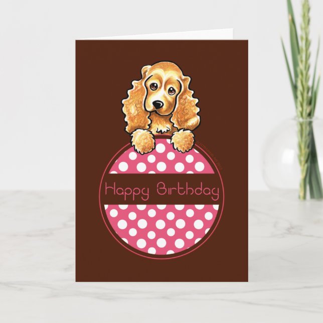 Cartão Parabéns do Cocker Spaniel Polka Hangtag (Frente)