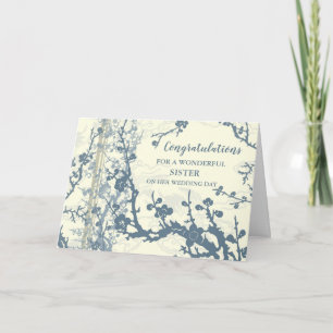Cartão Parabéns do Dia de Casamento da Irmã Floral