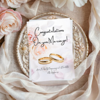 Cartão Parabéns Elegantes pelo Dinheiro do Casamento