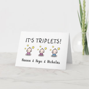 Cartão Parabéns Em Seus Tripletes, Personalizados