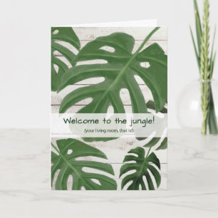 Cartão Parabéns Engraçados Novo Monstera da Selva Vegetal