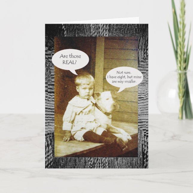 Cartão Parabéns engraçados sobre o aumento da mama (Frente)