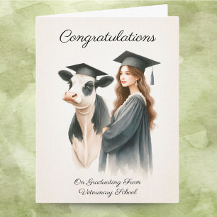 Cartão Parabéns Escola Veterinária Vaca E Graduado