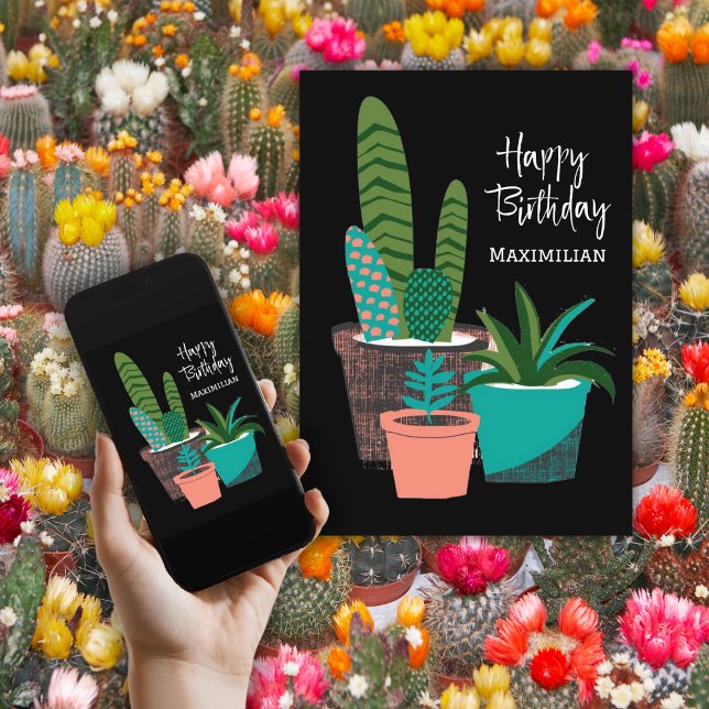 Cartão Parabéns, Festa Personalizada De Plantas De Cactus (Birthday Depot
Happy Birthday Fun Cactus Plants Personalized Card)