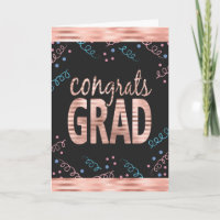 Parabéns Formando Blush Rosa Faux Foil e Confetti
