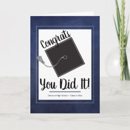 Cartão Parabéns, Formando Mortarboard e Script.