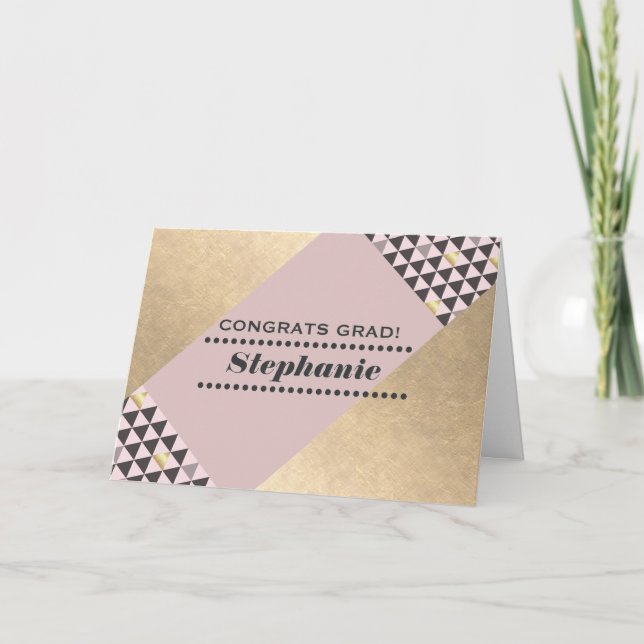 Cartão Parabéns Formando. Padrão Geométrico Personalizado (Frente)