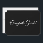 Cartão Parabéns Formando script preto branco simples eleg<br><div class="desc">Parabéns Formando o Cartão de Graduação de Cláusula elegante. Texto branco totalmente personalizável sobre fundo preto. Disponível em diferentes formas, tamanhos, estilos e opções de papel.</div>