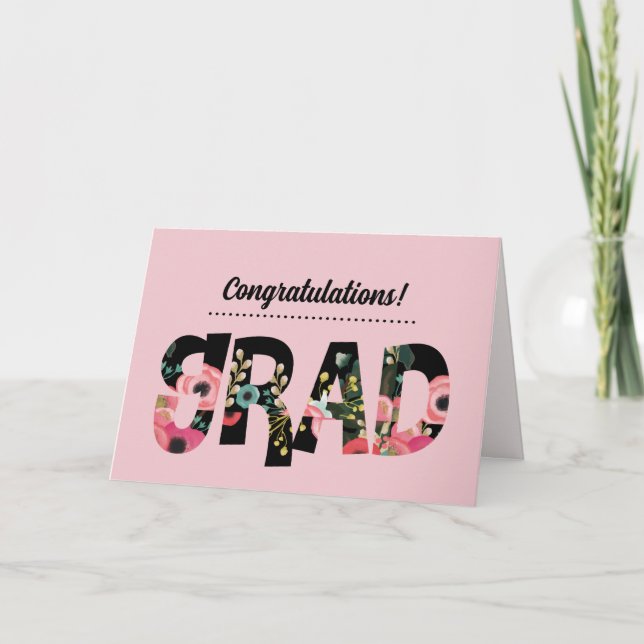 Cartão Parabéns Formando Texto Padrão Floral (Frente)