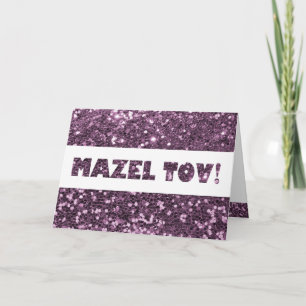Cartão Parabéns Glitter Lilás Roxo Mazel Tov