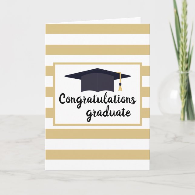Cartão Parabéns Graduação Chapéu com Stripes Amarelo (Frente)