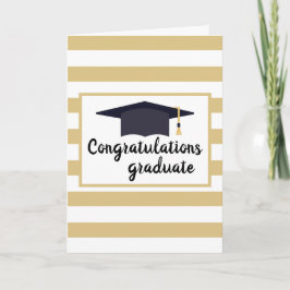 Cartão Parabéns Graduação Chapéu com Stripes Amarelo