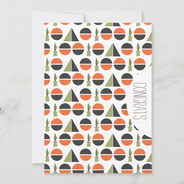 Cartão Parabéns Graduado Cacto Abstrato Montanha (Frente)