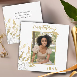 Cartão Parabéns Graduado Folhagem Dourada Foto