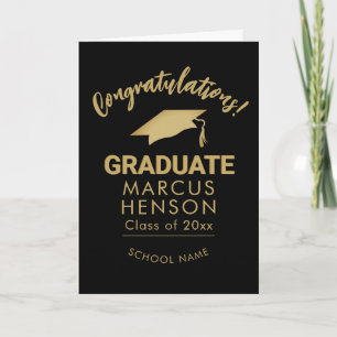 Cartão Parabéns Graduado Ouro Capelo de Formatura