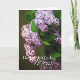 Cartão Parabéns Mãe Púrpura Lilac Buquê Pintura