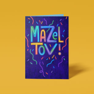 Cartão Parabéns Mazel Tov Transmissão Brilhante