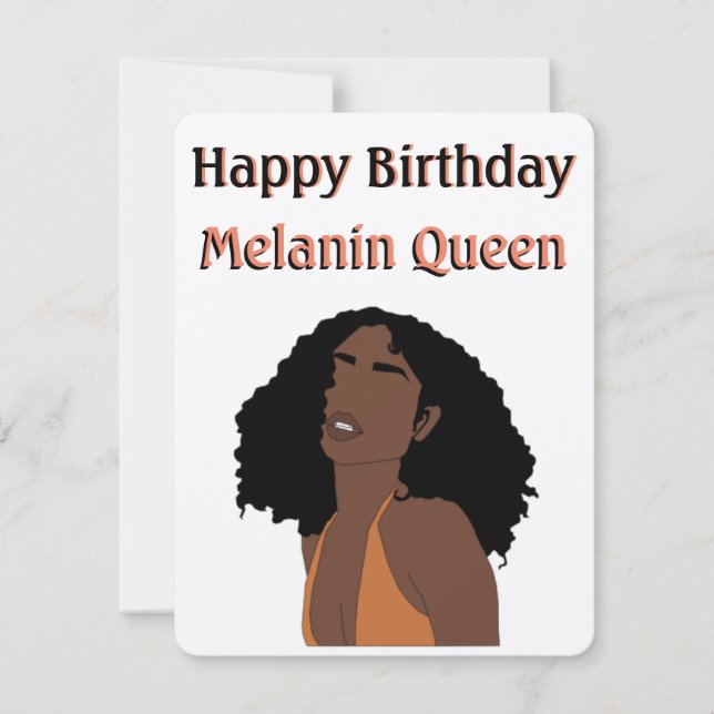 Cartão "Parabéns Melanin Queen" (Frente)