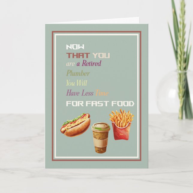 Cartão Parabéns na aposentadoria para canalizador (Frente)