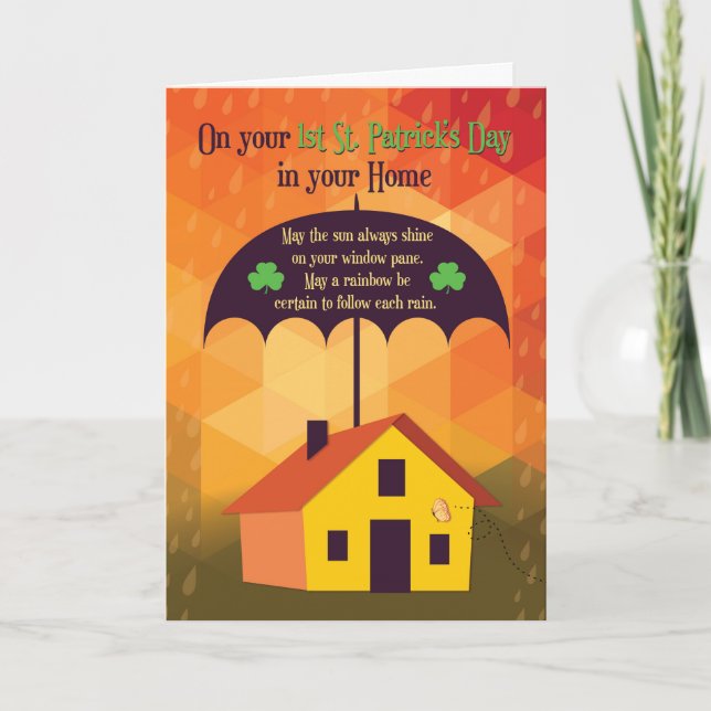 Cartão Parabéns na Nova Casa, Guarda-chuva sobre a Casa (Frente)