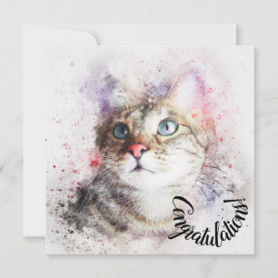 Cartão Parabéns na nova placa Gato Pet