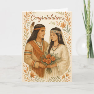 Cartão Parabéns nativos de casamento americano