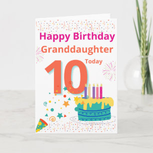 Cartão Parabéns, neta - 10 hoje