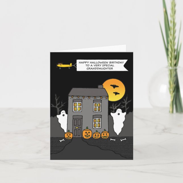Cartão Parabéns, neta de aniversário de Halloween (Frente)