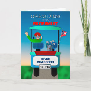 Cartão Parabéns no carrinho de guincho de golfe de aposen
