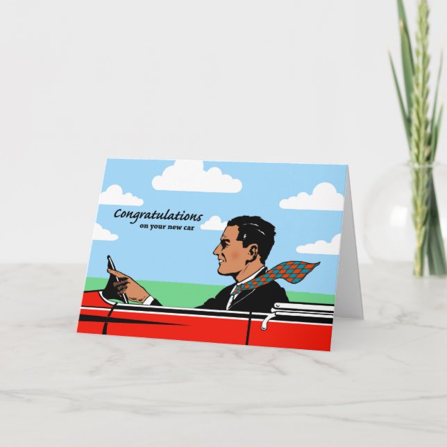 Cartão Parabéns no Carro Novo para Pai, Carro Esportivo (Frente)