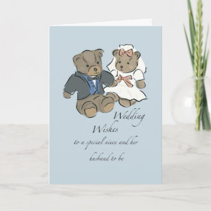 Cartão Parabéns no Dia do Casamento Sobrinha com Urso de
